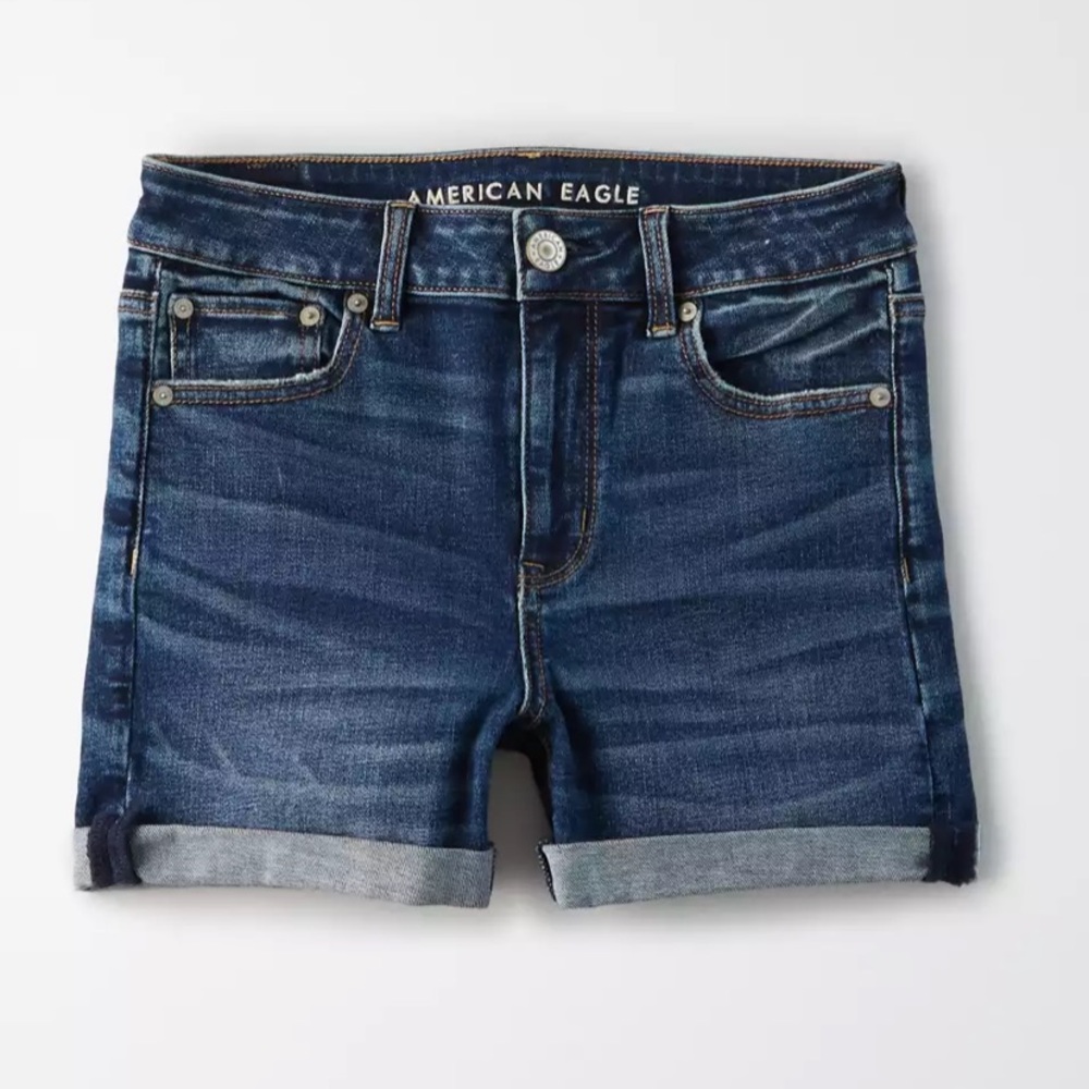 AE High-Waisted Denim Midi Short